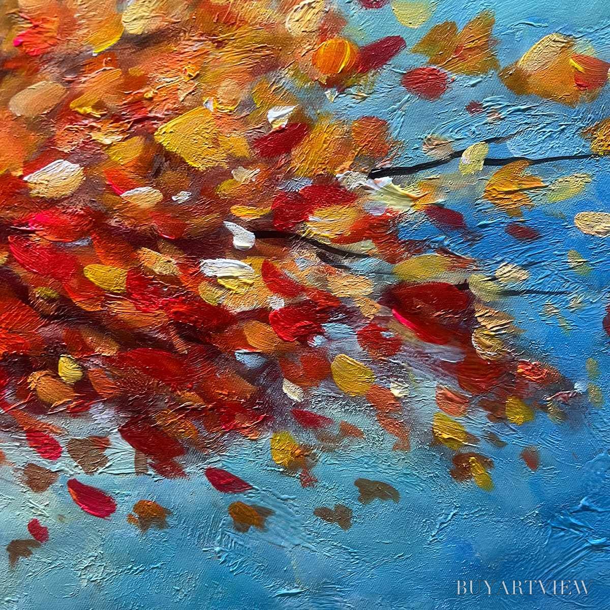 BUYARTVIEW Autumn Fire – Textured Landscape Oil Painting - image 6