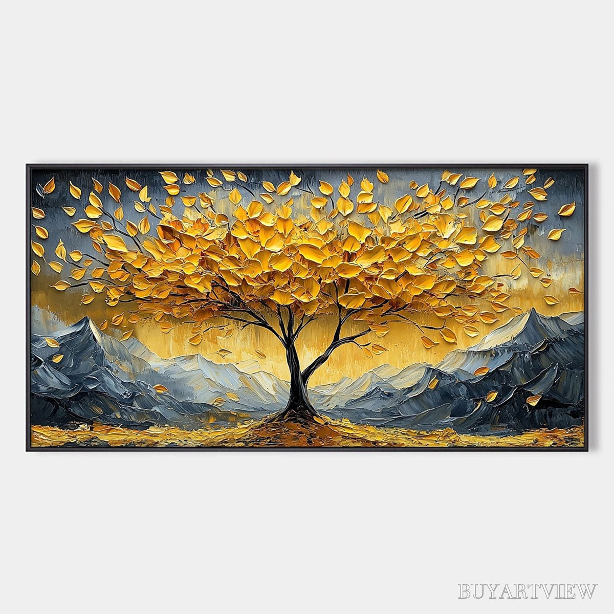 BUYARTVIEW Golden Resilience – Textured Landscape Oil Painting - image 1