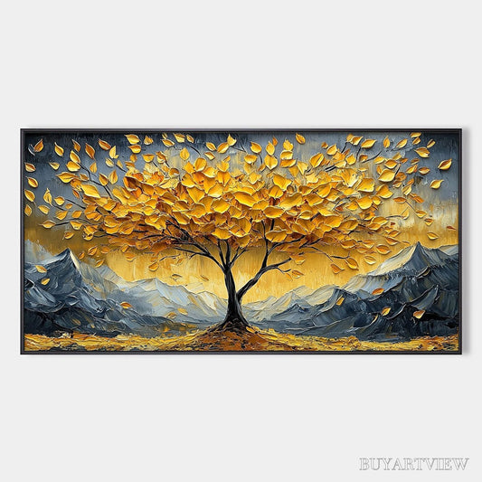 BUYARTVIEW Golden Resilience – Textured Landscape Oil Painting - image 1