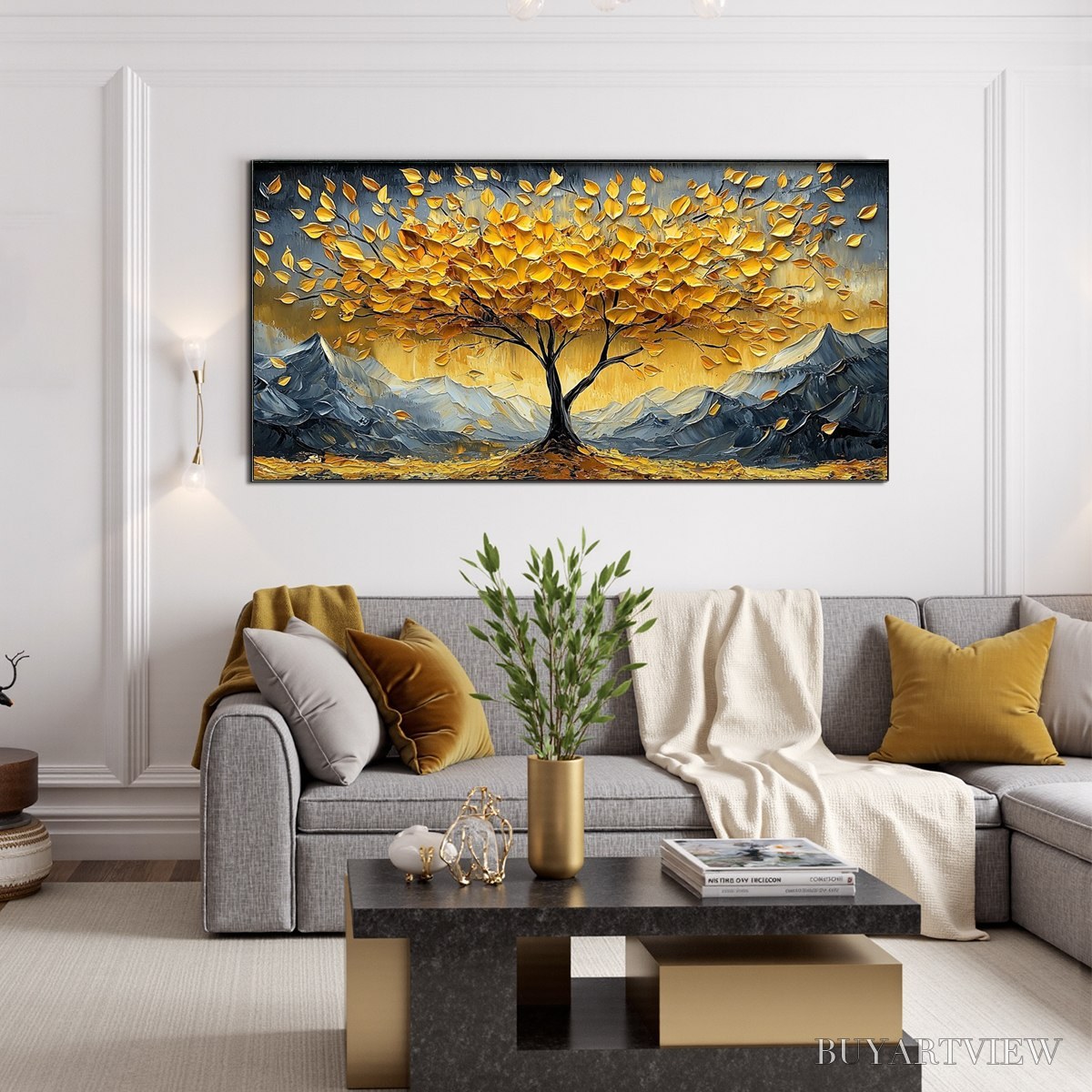 BUYARTVIEW Golden Resilience – Textured Landscape Oil Painting - image 2