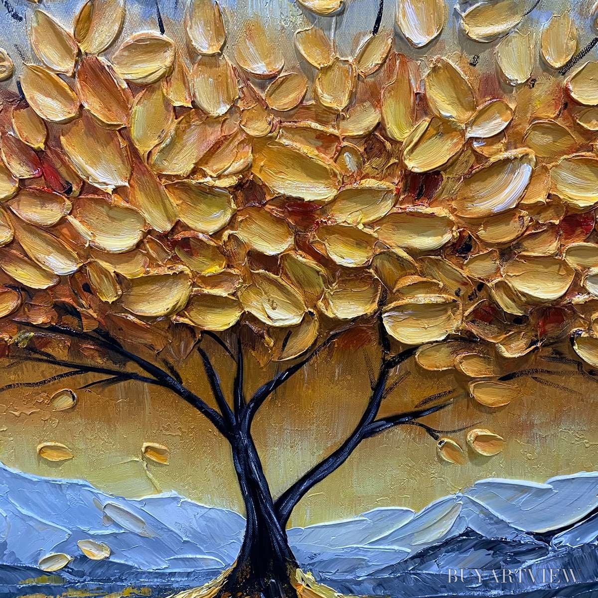 BUYARTVIEW Golden Resilience – Textured Landscape Oil Painting - image 3
