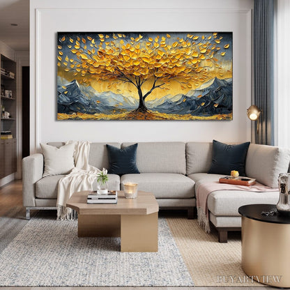 BUYARTVIEW Golden Resilience – Textured Landscape Oil Painting - image 4