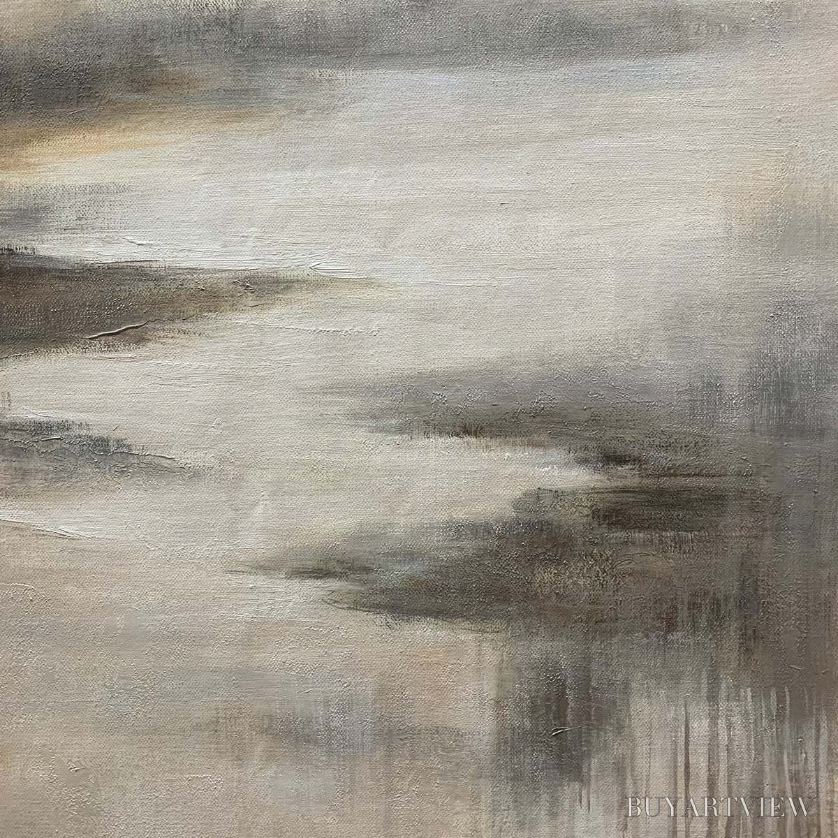 BUYARTVIEW Misty Shores – Minimalist Coastal Landscape Oil Painting - image 3