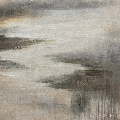 BUYARTVIEW Misty Shores – Minimalist Coastal Landscape Oil Painting - image 3