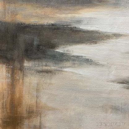 BUYARTVIEW Misty Shores – Minimalist Coastal Landscape Oil Painting - image 5