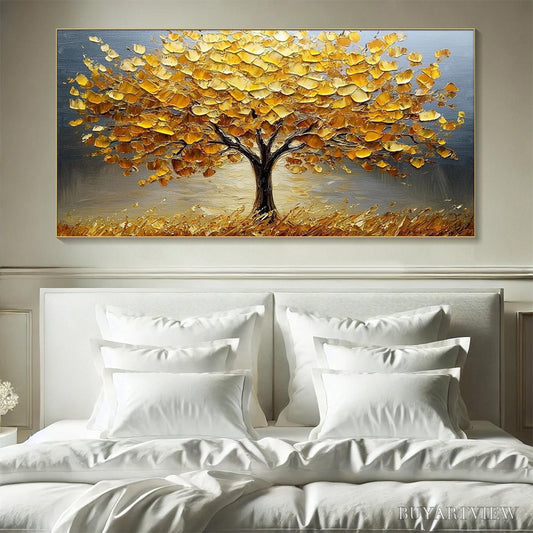 BUYARTVIEW Golden Autumn – Textured Impasto Tree Landscape Oil Painting - image 2