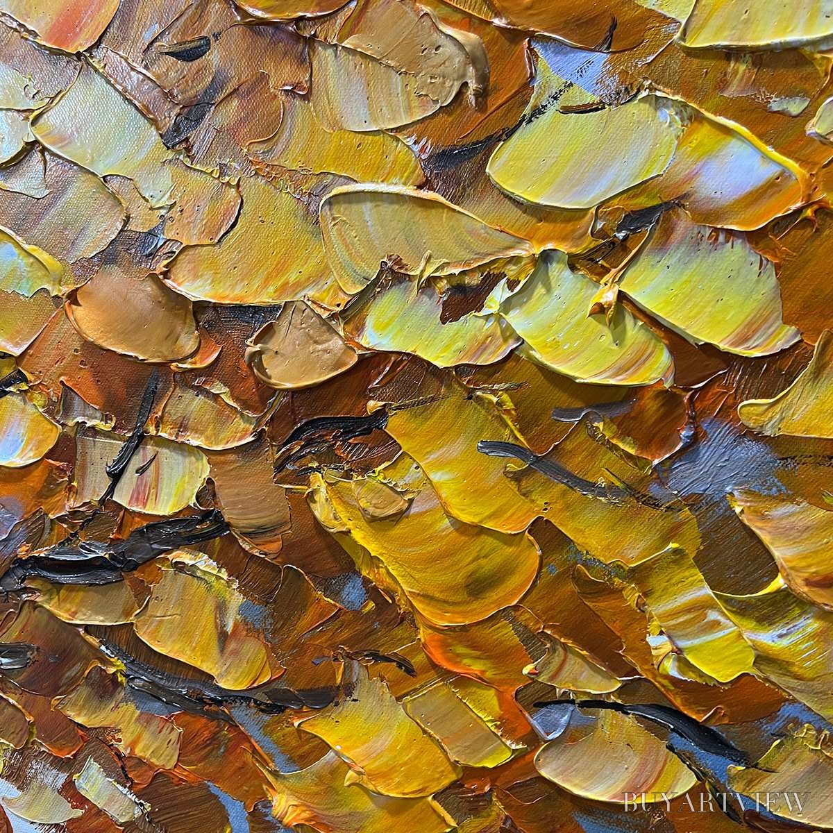 BUYARTVIEW Golden Autumn – Textured Impasto Tree Landscape Oil Painting - image 3