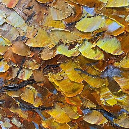 BUYARTVIEW Golden Autumn – Textured Impasto Tree Landscape Oil Painting - image 3