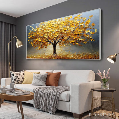 BUYARTVIEW Golden Autumn – Textured Impasto Tree Landscape Oil Painting - image 5