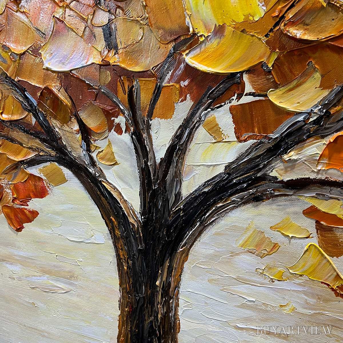 BUYARTVIEW Golden Autumn – Textured Impasto Tree Landscape Oil Painting - image 6