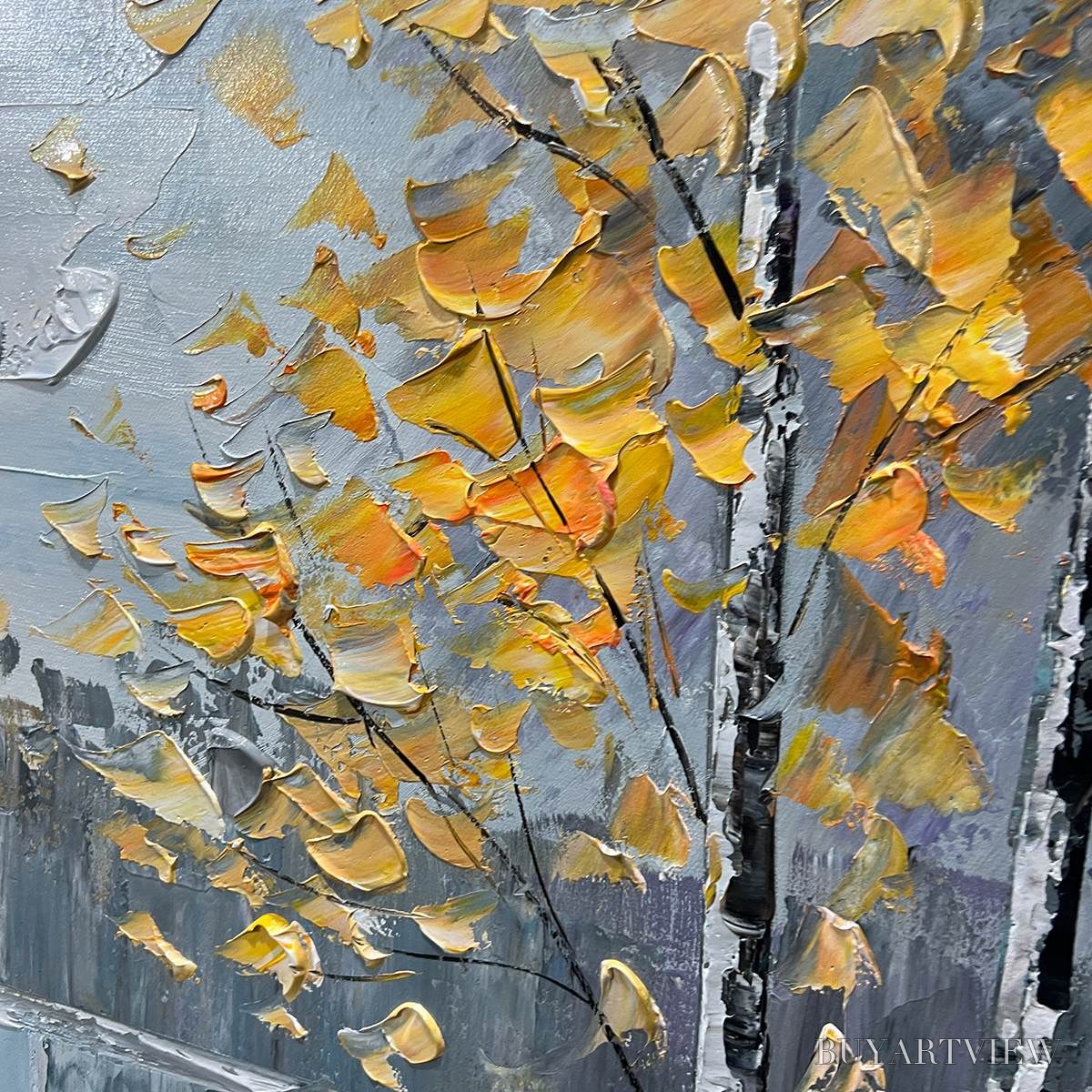BUYARTVIEW Autumn Whispers – Textured Impasto Landscape Oil Painting - image 5