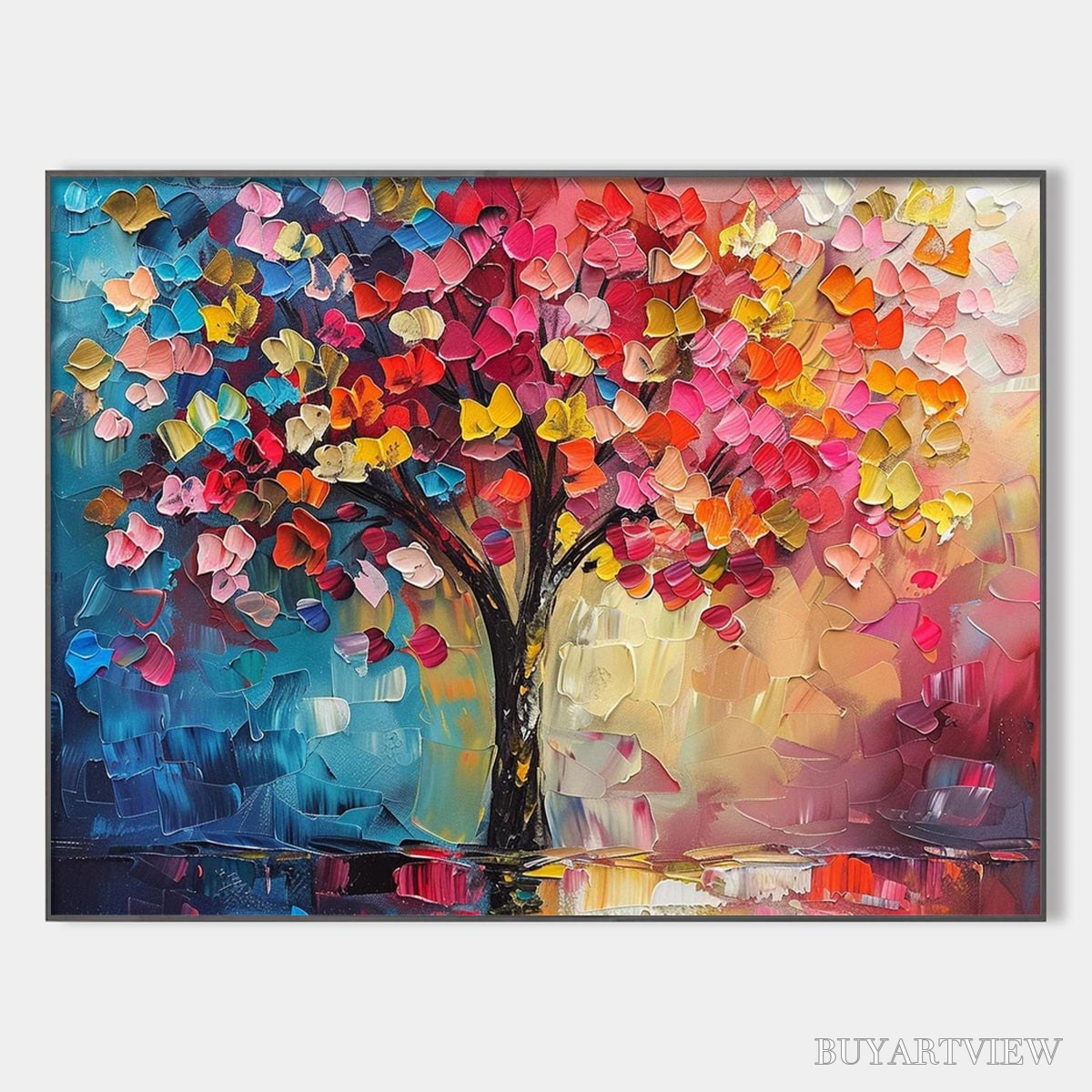 BUYARTVIEW Living Rainbow – Textured Impasto Tree of Life Oil Painting - image 1