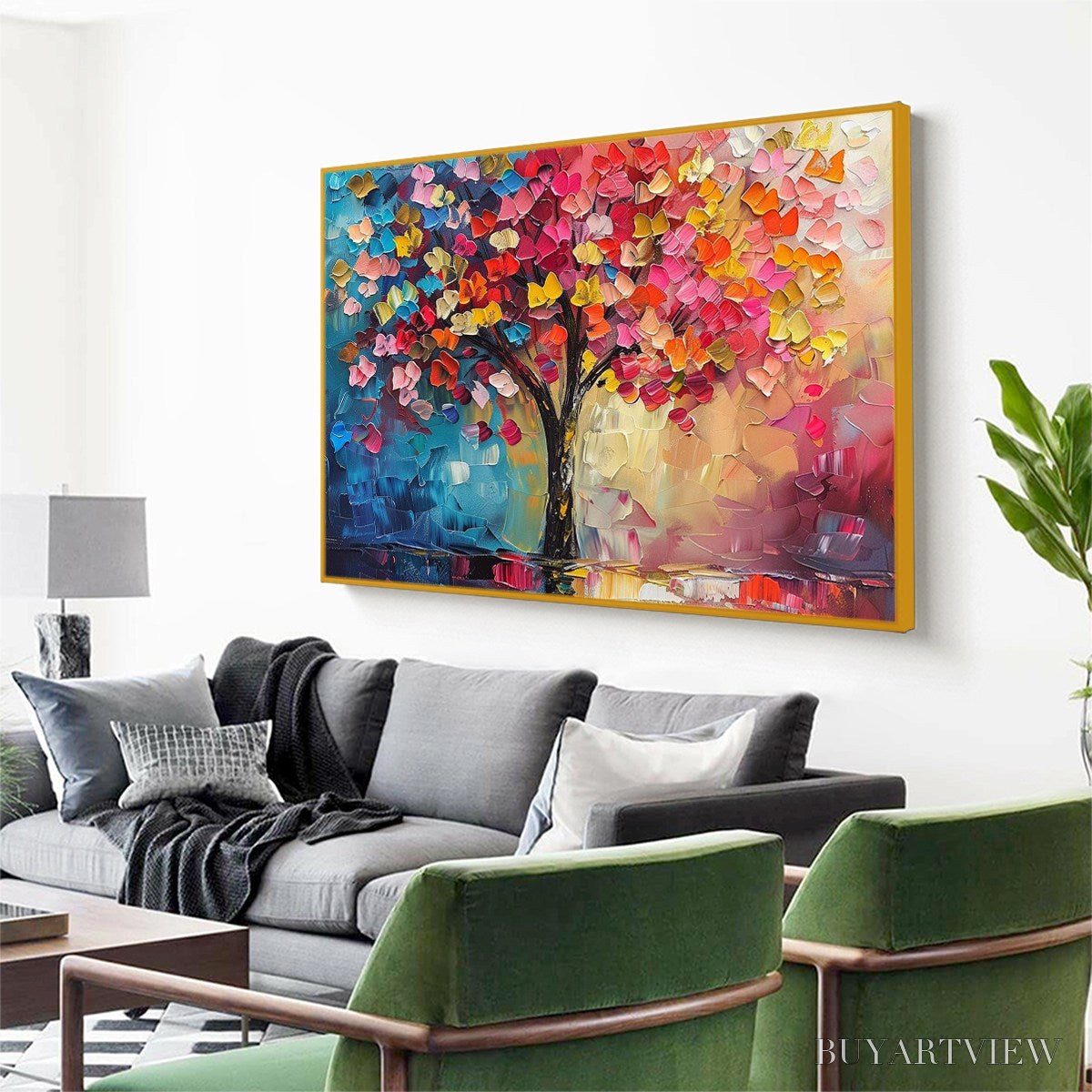 BUYARTVIEW Living Rainbow – Textured Impasto Tree of Life Oil Painting - image 4