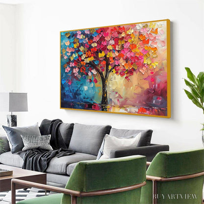 BUYARTVIEW Living Rainbow – Textured Impasto Tree of Life Oil Painting - image 4