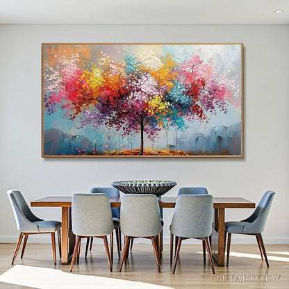 BUYARTVIEW Kaleidoscope Dream – Textured Multicolored Tree Oil Painting - image 2
