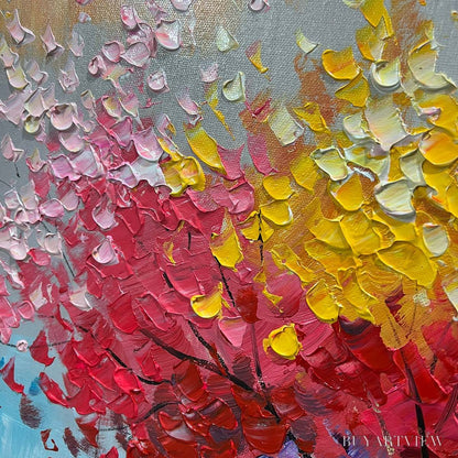 BUYARTVIEW Kaleidoscope Dream – Textured Multicolored Tree Oil Painting - image 5