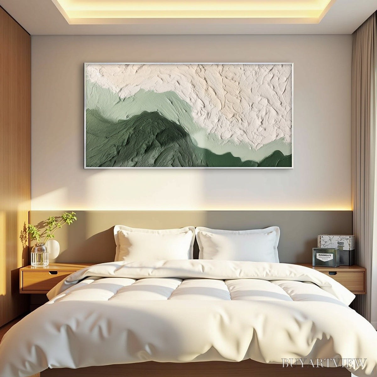 BUYARTVIEW Emerald Dusk – Textured Abstract Landscape Oil Painting - image 5