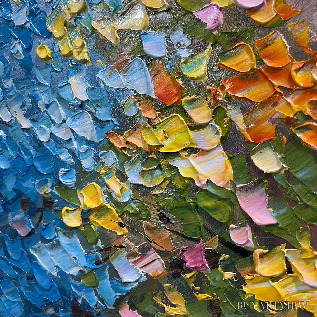 BUYARTVIEW Spectrum of Joy – Textured Impasto Tree Oil Painting - image 3