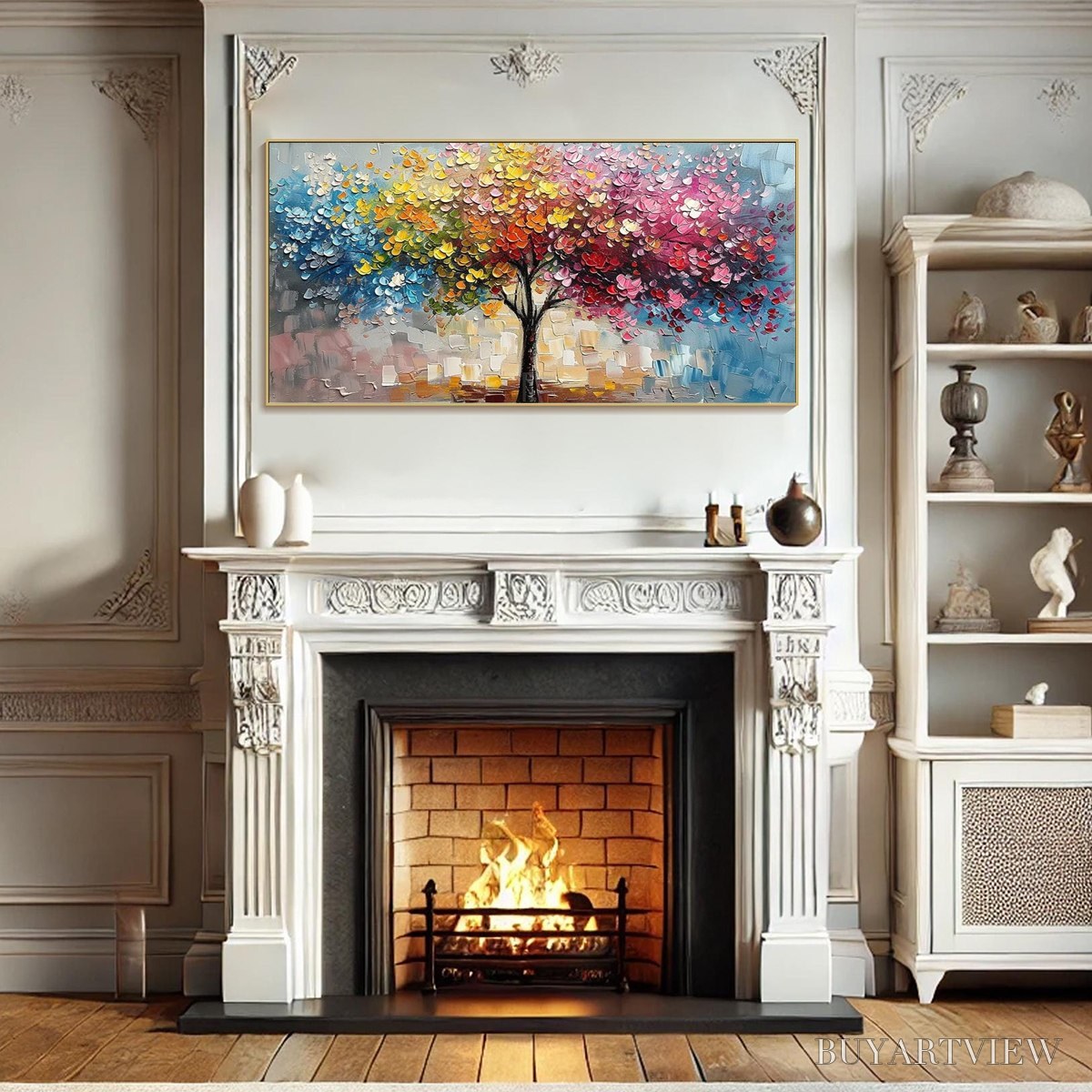 BUYARTVIEW Spectrum of Joy – Textured Impasto Tree Oil Painting - image 6