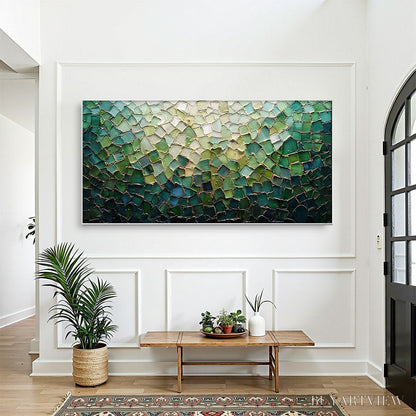 BUYARTVIEW Emerald Mosaic – Textured Abstract Landscape Oil Painting - image 2