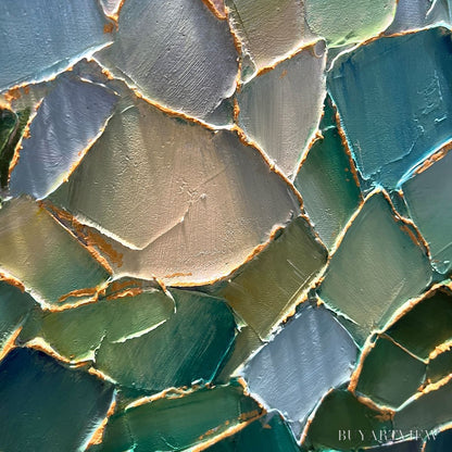 BUYARTVIEW Emerald Mosaic – Textured Abstract Landscape Oil Painting - image 3