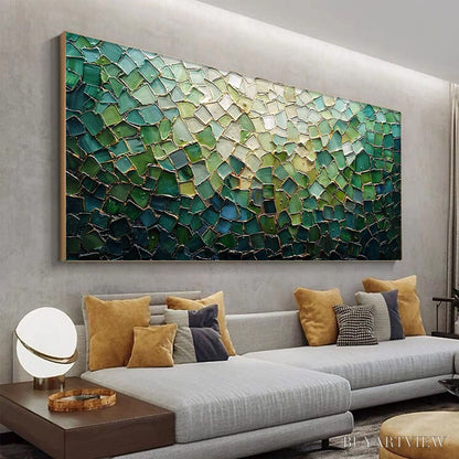 BUYARTVIEW Emerald Mosaic – Textured Abstract Landscape Oil Painting - image 4