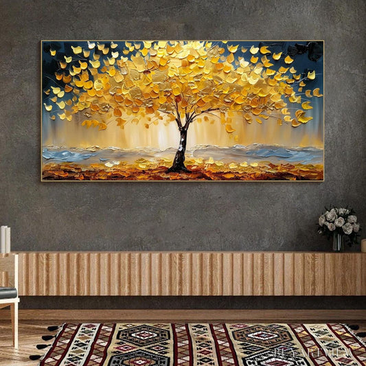 BUYARTVIEW Golden Majesty – Textured Impasto Golden Tree Oil Painting - image 2