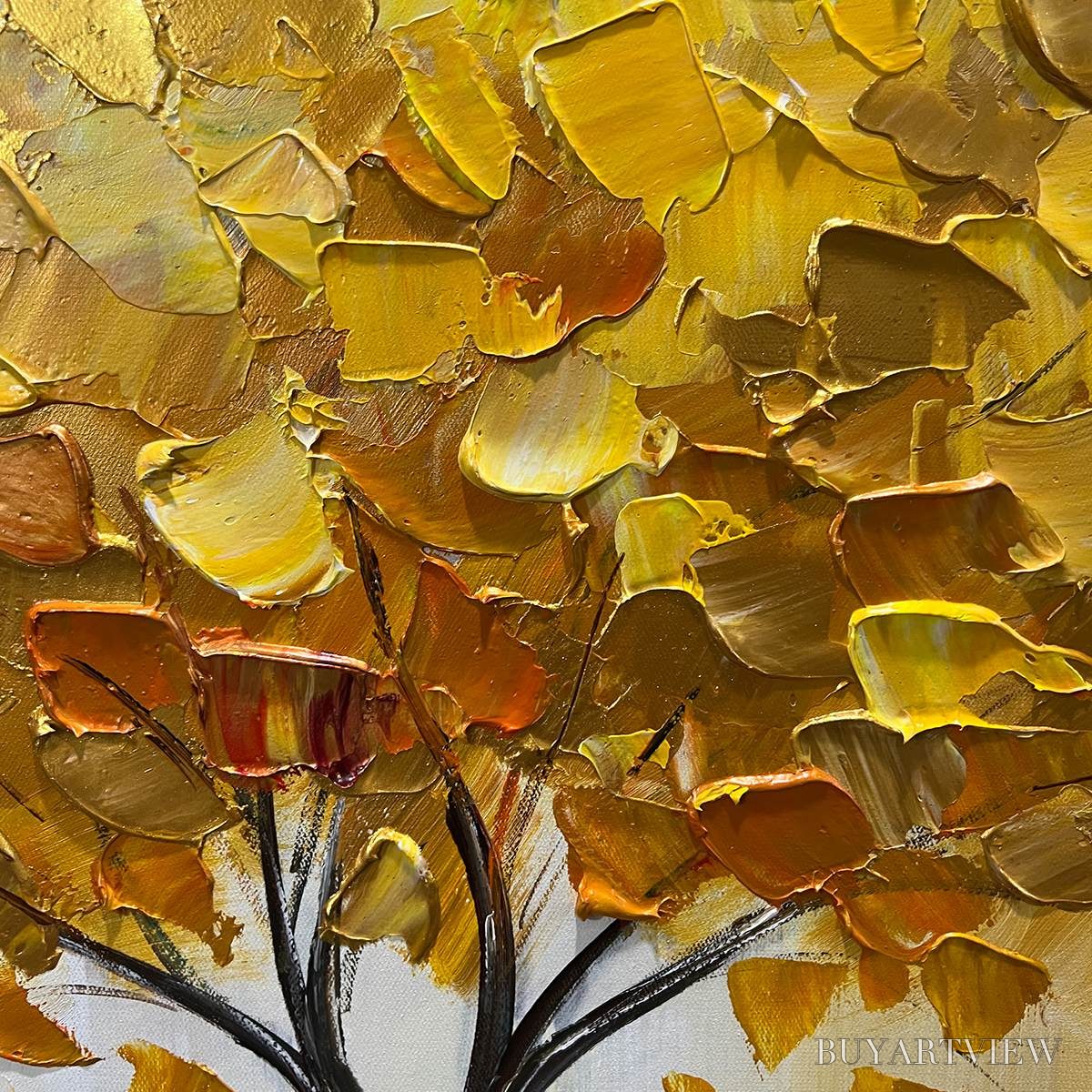 BUYARTVIEW Golden Majesty – Textured Impasto Golden Tree Oil Painting - image 3