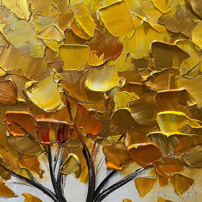 BUYARTVIEW Golden Majesty – Textured Impasto Golden Tree Oil Painting - image 3