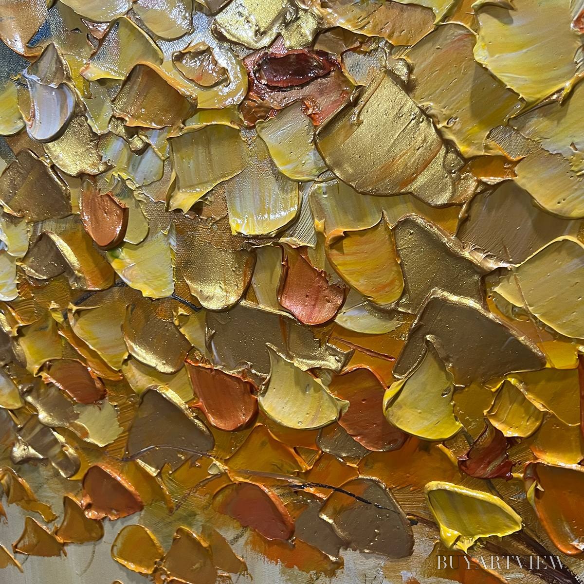 BUYARTVIEW Golden Majesty – Textured Impasto Golden Tree Oil Painting - image 5