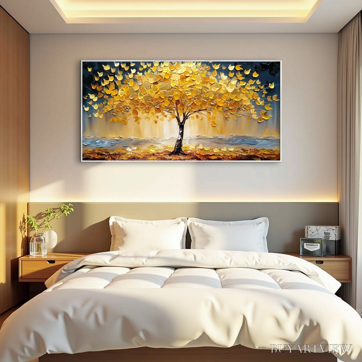 BUYARTVIEW Golden Majesty – Textured Impasto Golden Tree Oil Painting - image 6