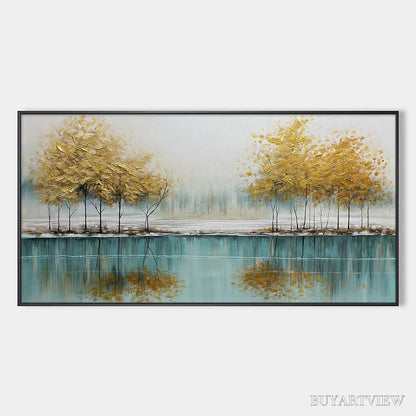 BUYARTVIEW Golden Reflections – Serene Landscape Oil Painting - image 1
