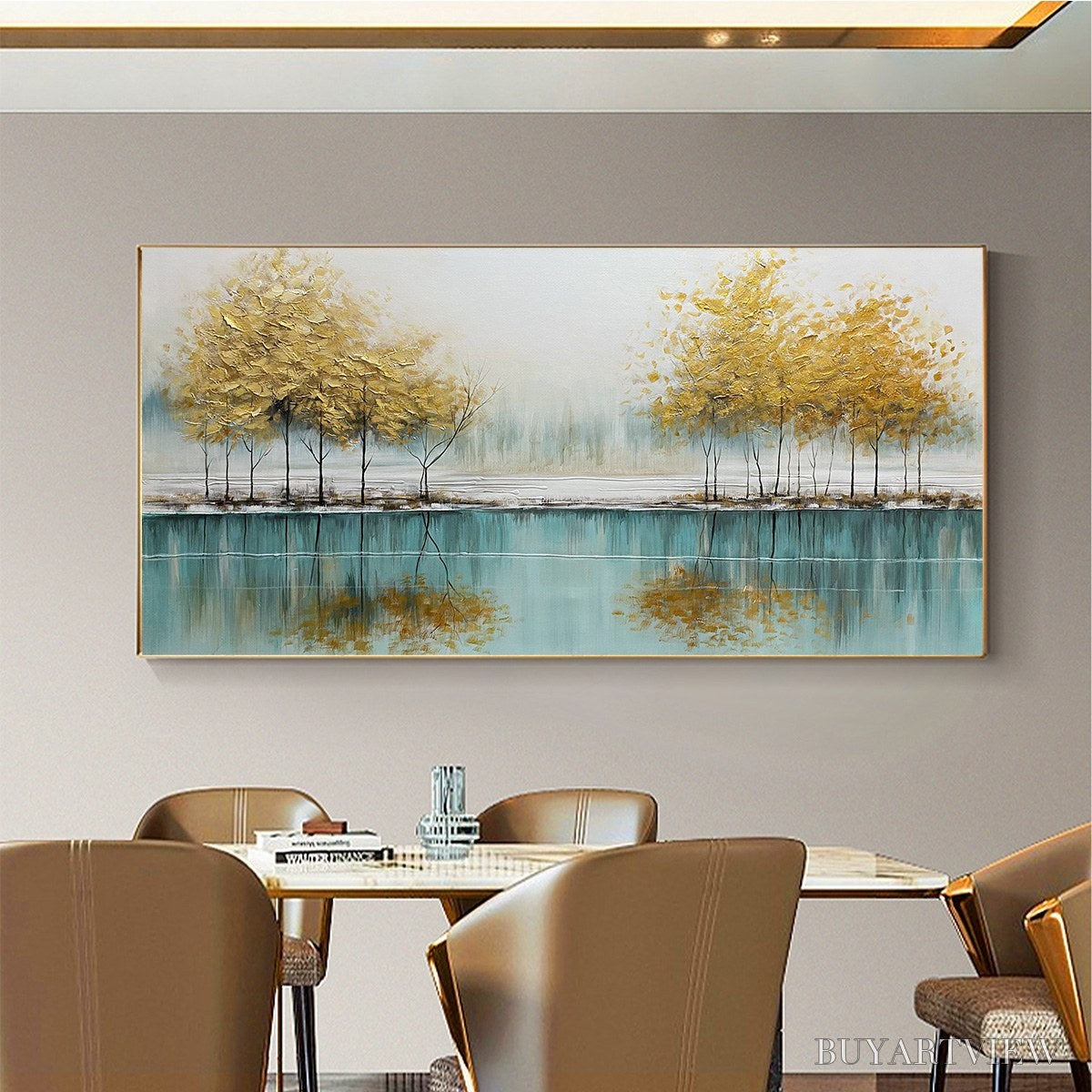 BUYARTVIEW Golden Reflections – Serene Landscape Oil Painting - image 2