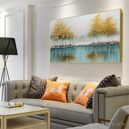 BUYARTVIEW Golden Reflections – Serene Landscape Oil Painting - image 4