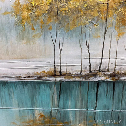 BUYARTVIEW Golden Reflections – Serene Landscape Oil Painting - image 5
