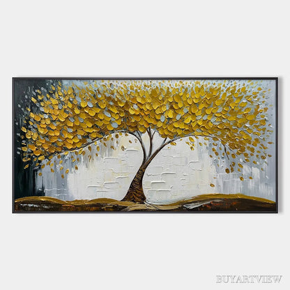 BUYARTVIEW Golden Sanctuary – Textured Golden Tree Oil Painting on Canvas - image 1