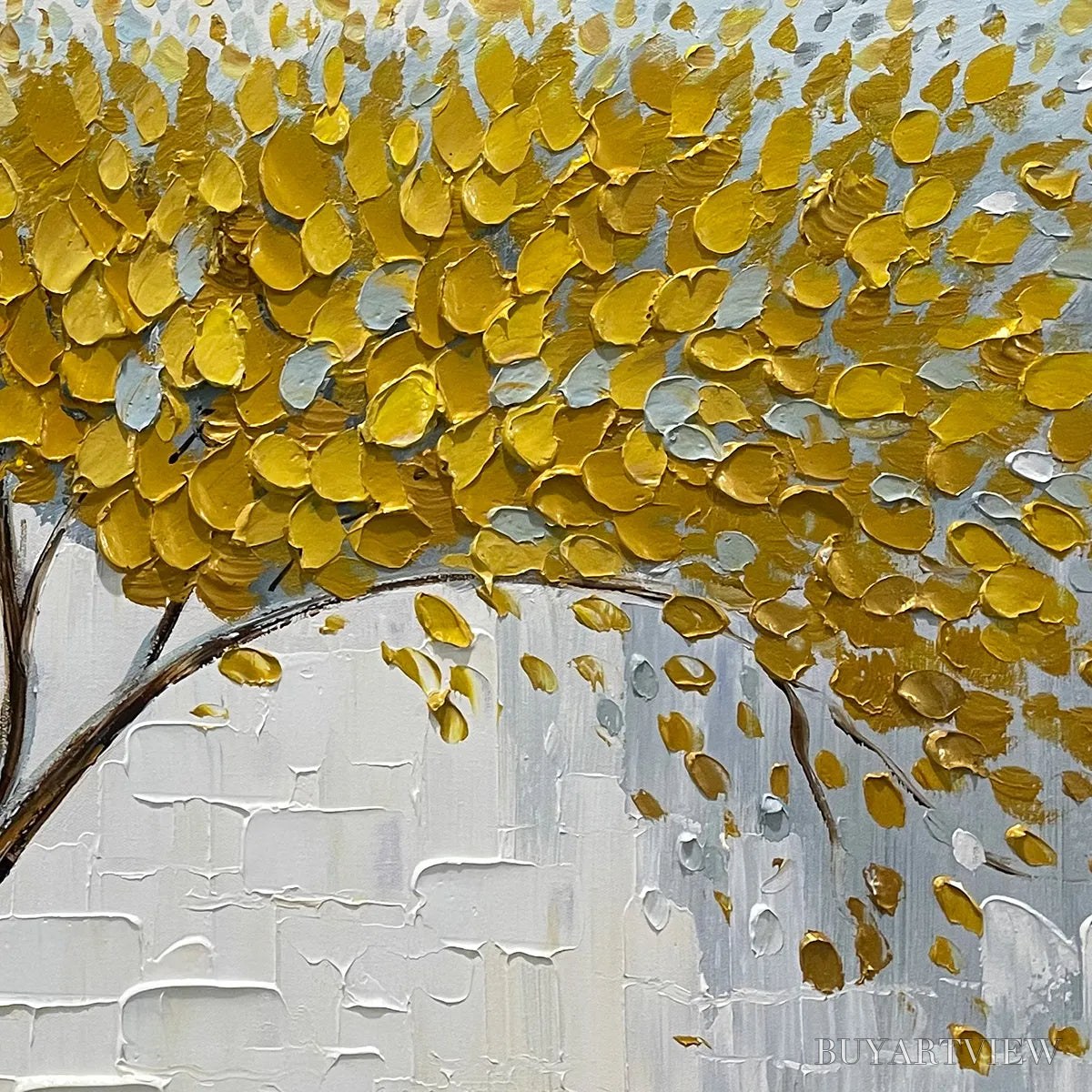 BUYARTVIEW Golden Sanctuary – Textured Golden Tree Oil Painting on Canvas - image 3