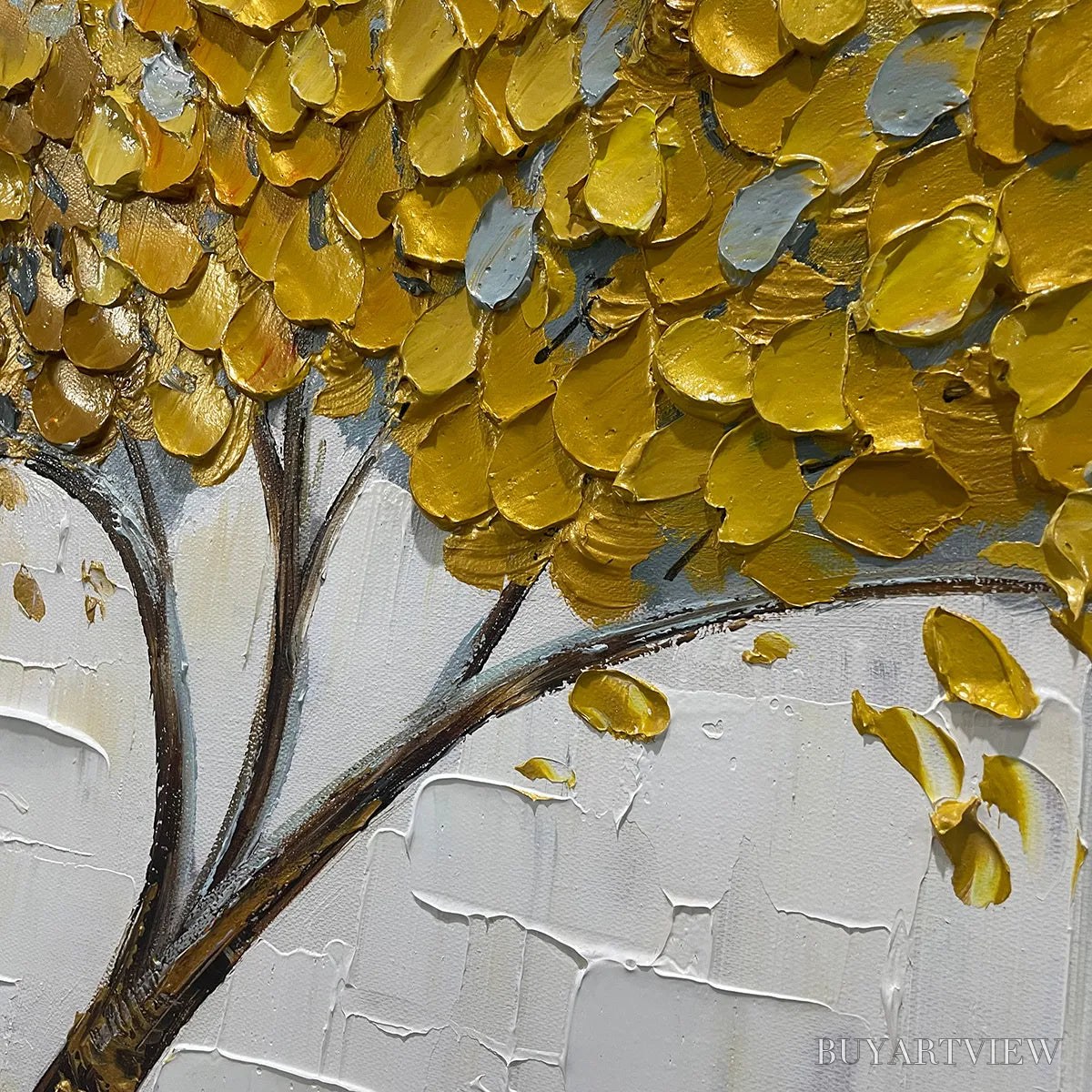 BUYARTVIEW Golden Sanctuary – Textured Golden Tree Oil Painting on Canvas - image 5