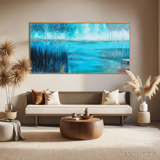 BUYARTVIEW Azure Reflections – Abstract Landscape Oil Painting on Canvas - image 2