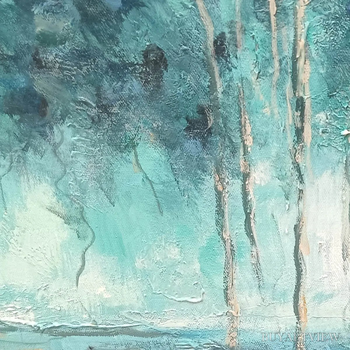BUYARTVIEW Azure Reflections – Abstract Landscape Oil Painting on Canvas - image 3