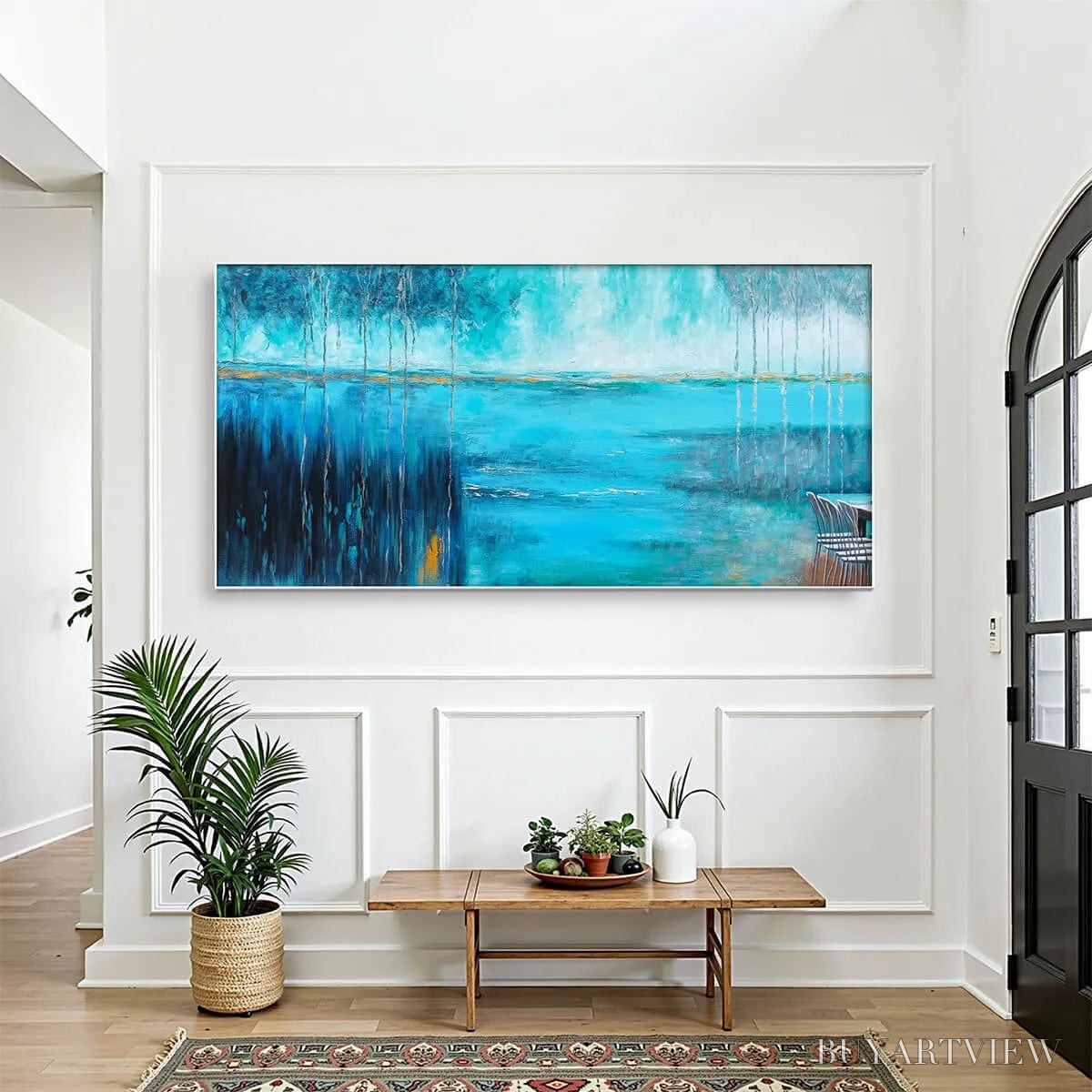 BUYARTVIEW Azure Reflections – Abstract Landscape Oil Painting on Canvas - image 6