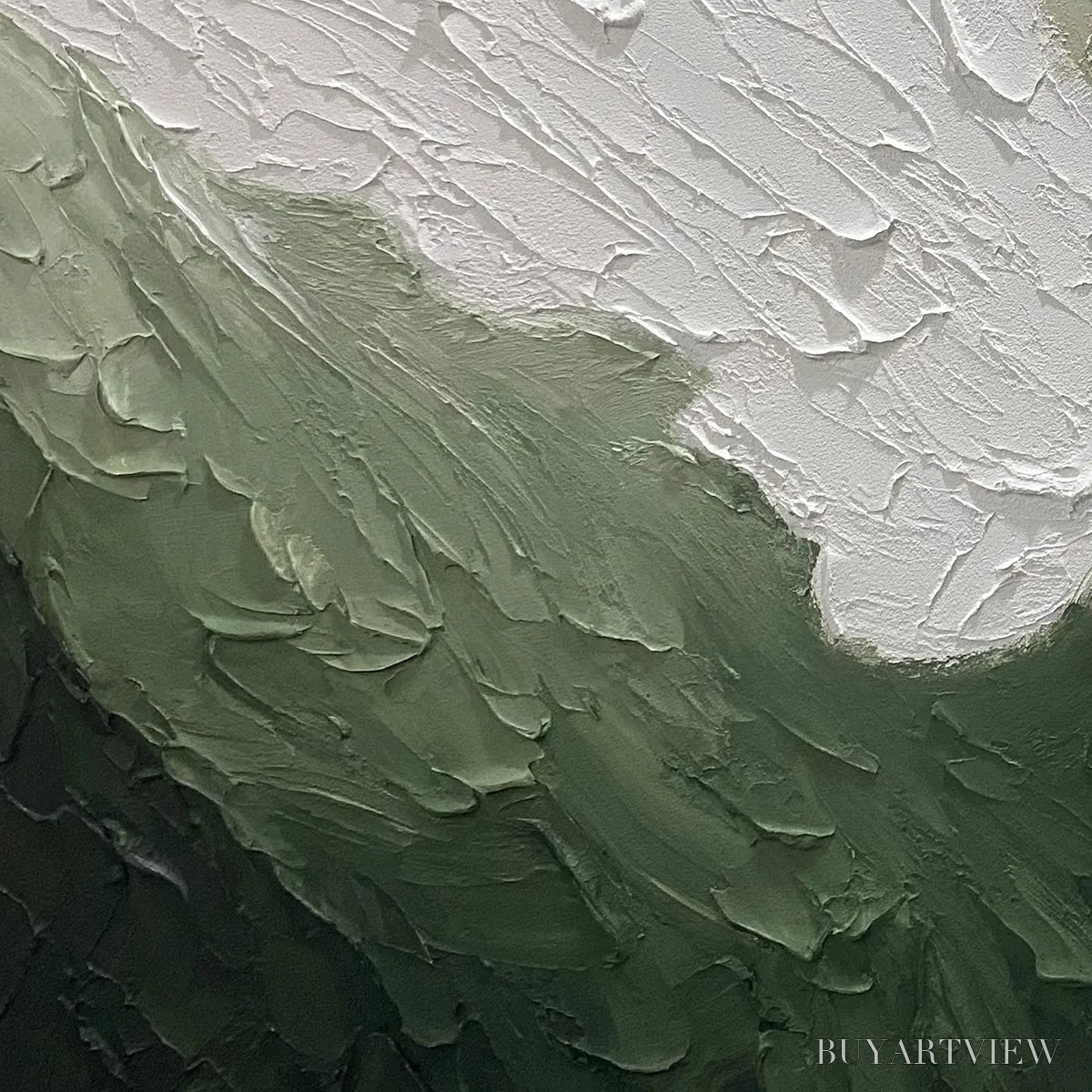 BUYARTVIEW Emerald Flow – Textured Abstract Landscape Painting in Greens and White - image 4