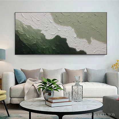 BUYARTVIEW Emerald Flow – Textured Abstract Landscape Painting in Greens and White - image 5