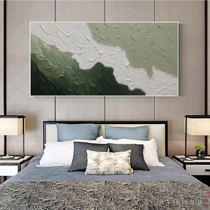 BUYARTVIEW Emerald Flow – Textured Abstract Landscape Painting in Greens and White - image 6