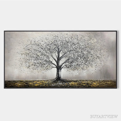 BUYARTVIEW Golden Roots – Tree Painting with Textured Gold Ground - image 1