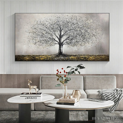 BUYARTVIEW Golden Roots – Tree Painting with Textured Gold Ground - image 2