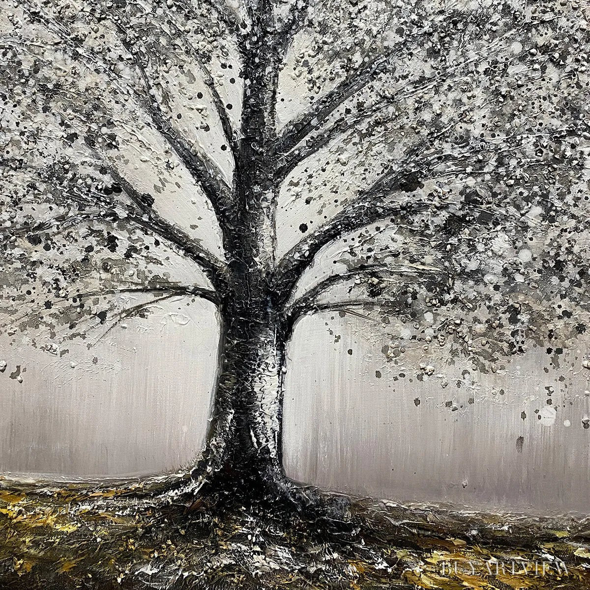 BUYARTVIEW Golden Roots – Tree Painting with Textured Gold Ground - image 3