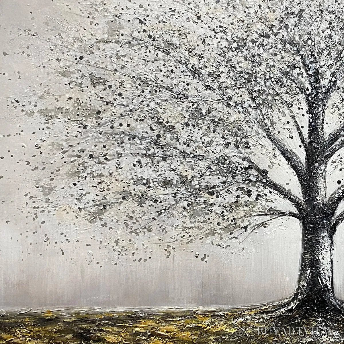 BUYARTVIEW Golden Roots – Tree Painting with Textured Gold Ground - image 4