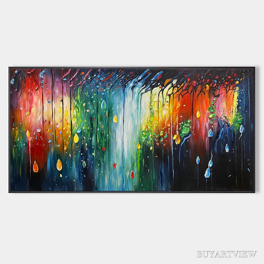 BUYARTVIEW Rainforest Melody – Abstract Painting, Colorful Waterfall, Living Room, Dining Room, Office - image 1