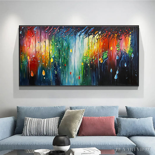 BUYARTVIEW Rainforest Melody – Abstract Painting, Colorful Waterfall, Living Room, Dining Room, Office - image 2